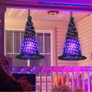 2 PCS Halloween Retractable Folding Witch Hat, Hangin Decoration Indoor/Outdoor